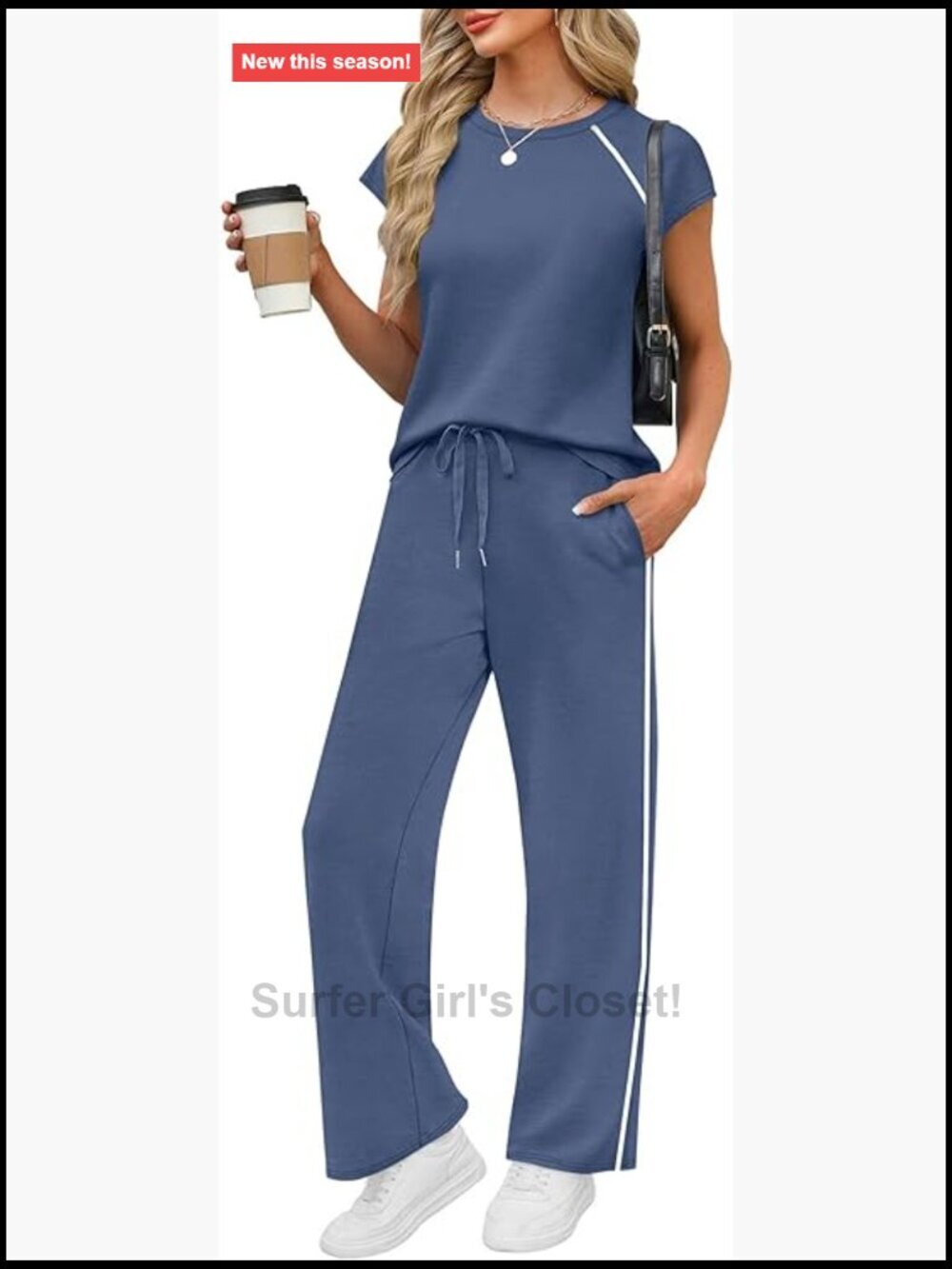 2 Piece Sets for Women Cap Sleeve Top Wide Leg Lounge Pants Matching Set Travel